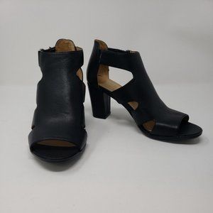 Naturalizer Lexie Block Heel Sandals Sz 8.5 - Black Peep Open Toe Cutout Booties